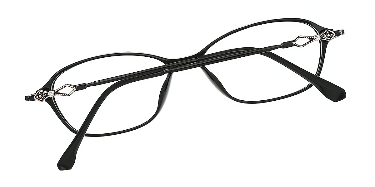 Black Oval Exquisite Lightweight Mixed Materials Eyeglasses