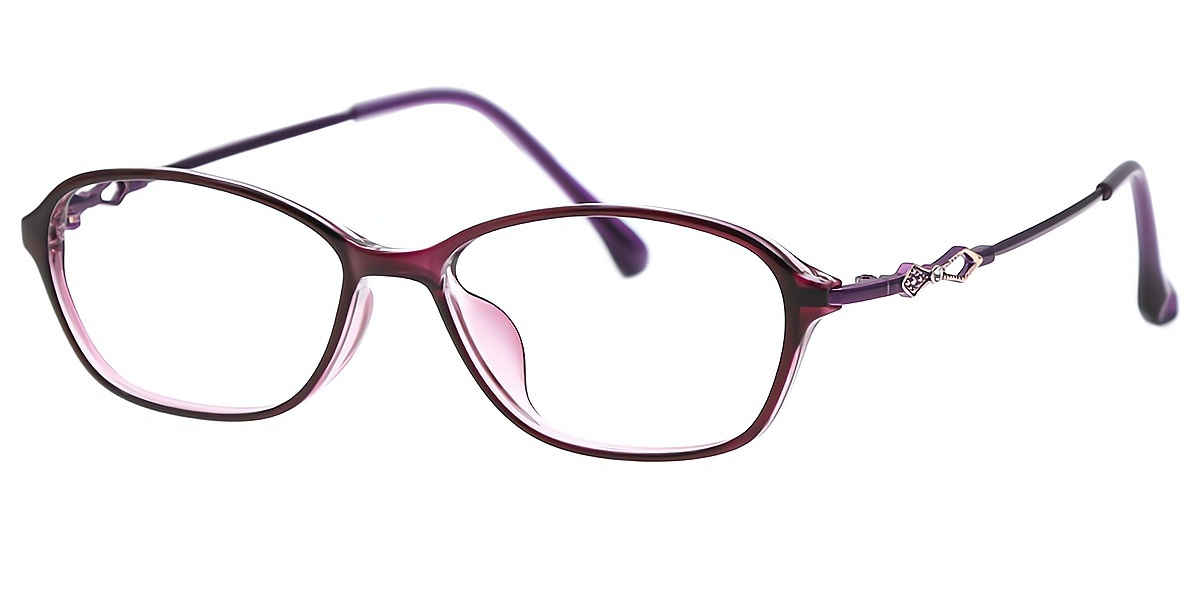 Purple Oval Exquisite Lightweight Mixed Materials Eyeglasses