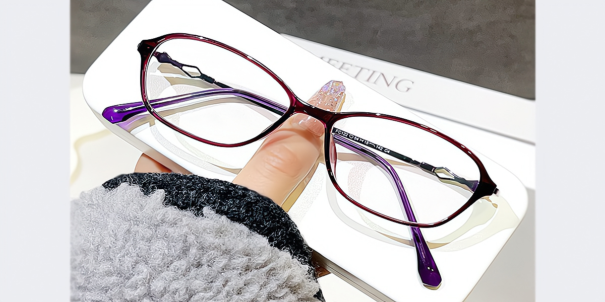 Purple Oval Exquisite Lightweight Mixed Materials Eyeglasses