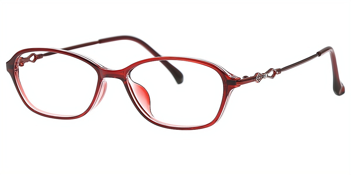 Red Oval Exquisite Lightweight Mixed Materials Eyeglasses