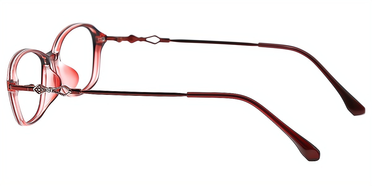Red Oval Exquisite Lightweight Mixed Materials Eyeglasses