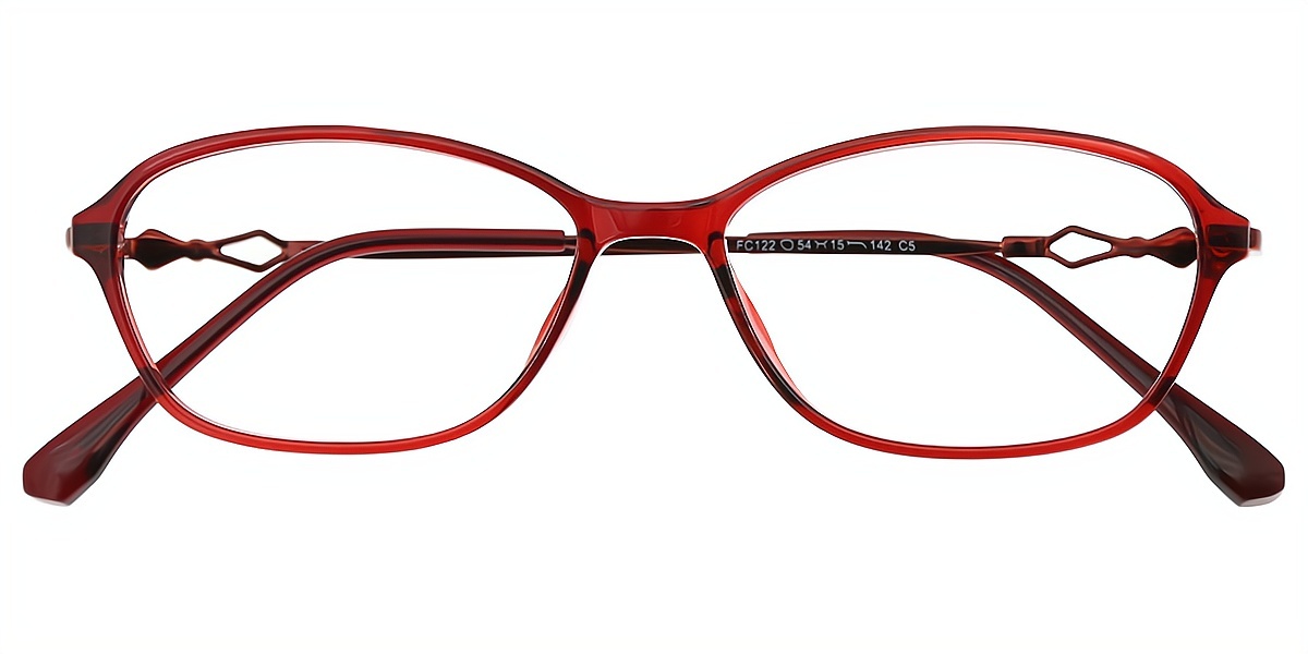 Red Oval Exquisite Lightweight Mixed Materials Eyeglasses