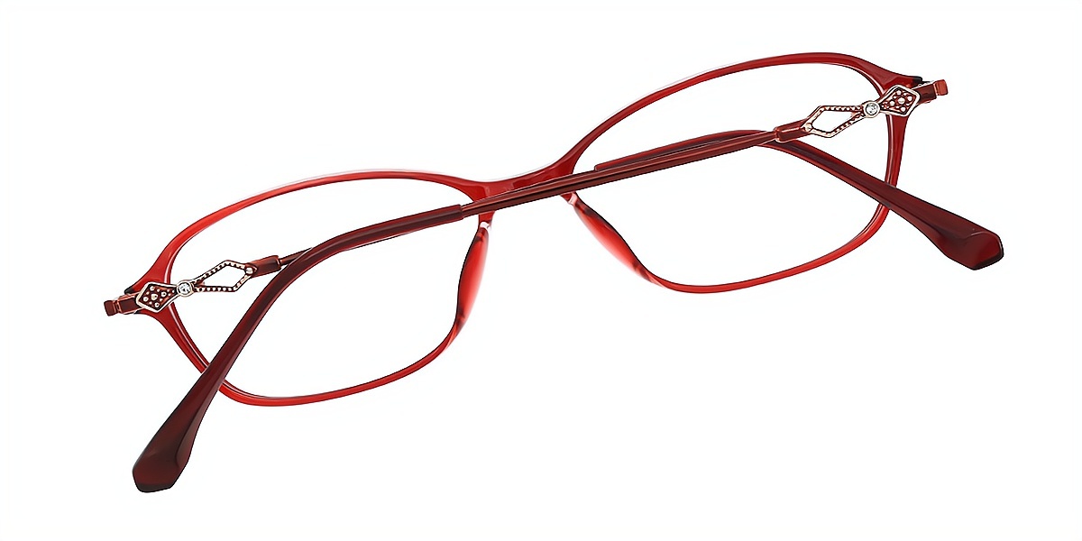 Red Oval Exquisite Lightweight Mixed Materials Eyeglasses