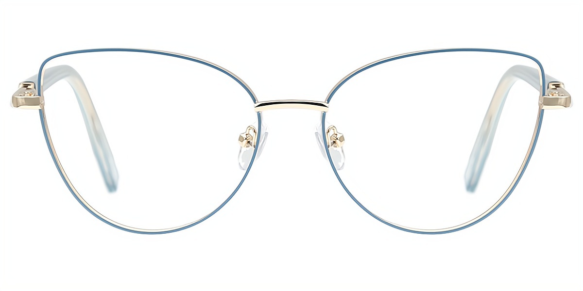 Blue Cat Eye Simple Chic Metal Eyeglasses