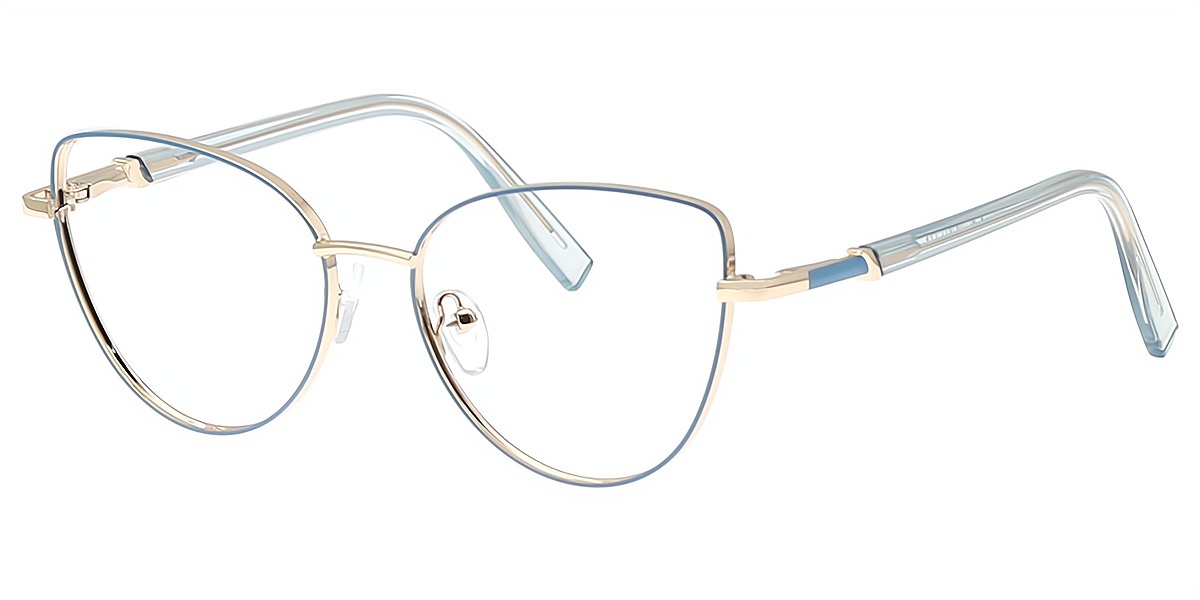 Blue Cat Eye Simple Chic Metal Eyeglasses