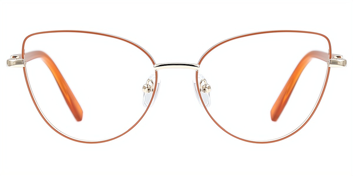 Orange Cat Eye Simple Chic Metal Eyeglasses