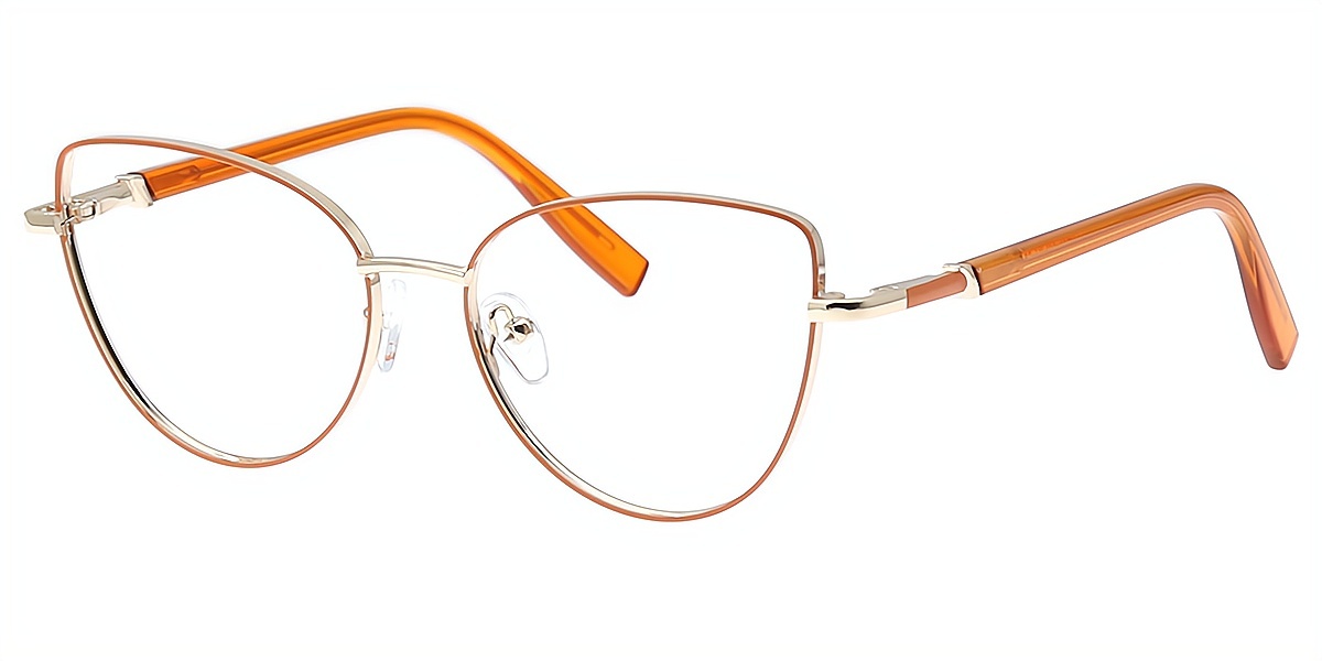 Orange Cat Eye Simple Chic Metal Eyeglasses