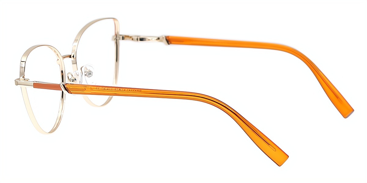Orange Cat Eye Simple Chic Metal Eyeglasses