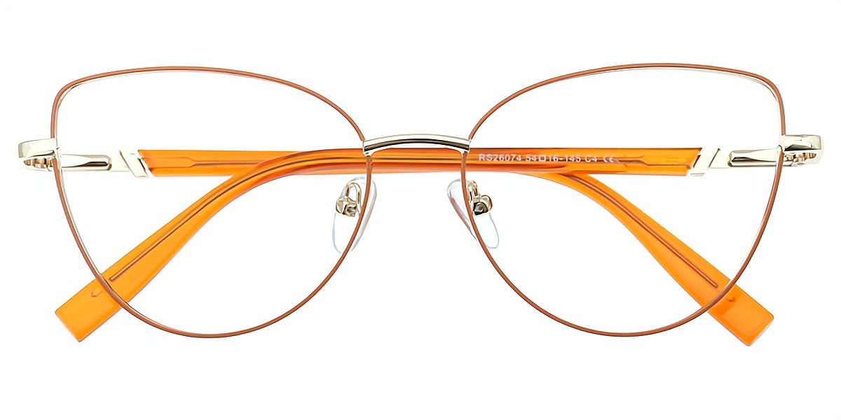 Orange Cat Eye Simple Chic Metal Eyeglasses