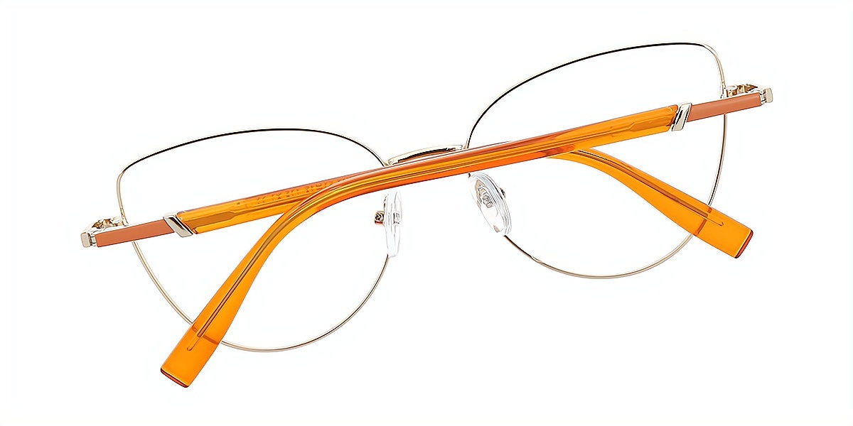 Orange Cat Eye Simple Chic Metal Eyeglasses