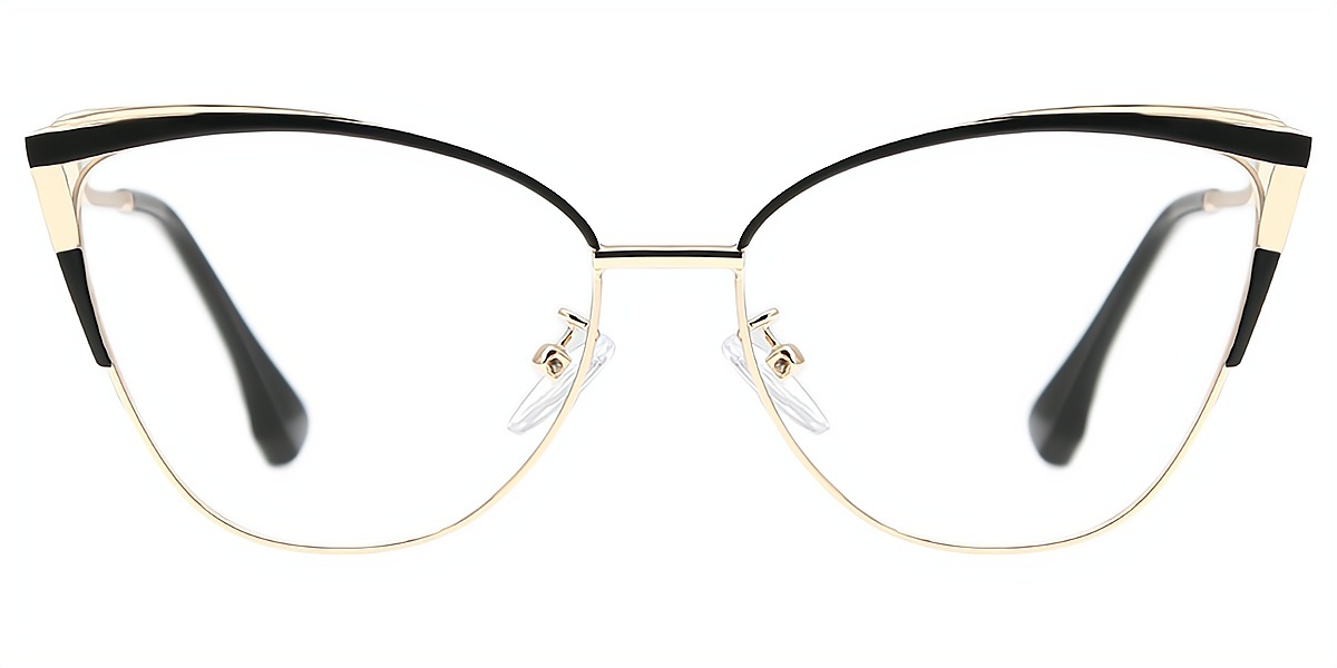 Black Cat Eye Elaborate Metal Eyeglasses