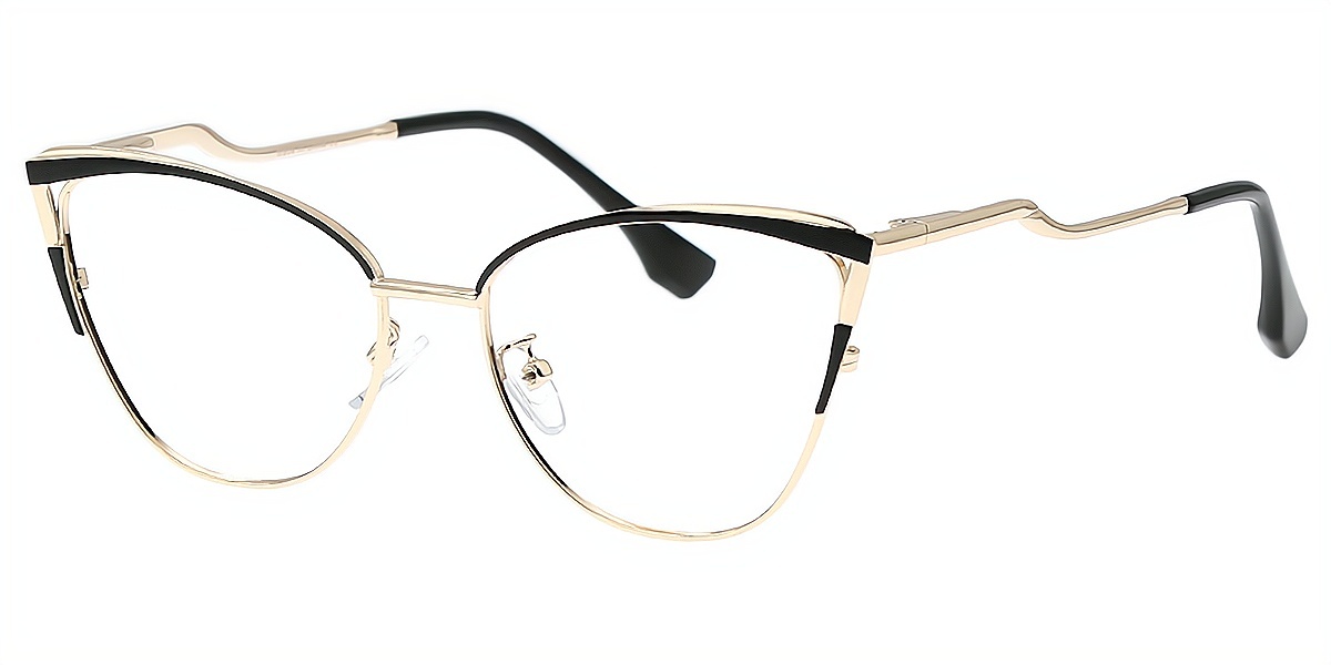 Black Cat Eye Elaborate Metal Eyeglasses