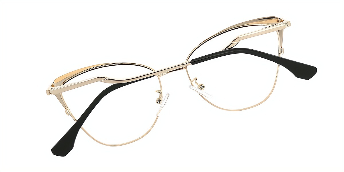 Black Cat Eye Elaborate Metal Eyeglasses