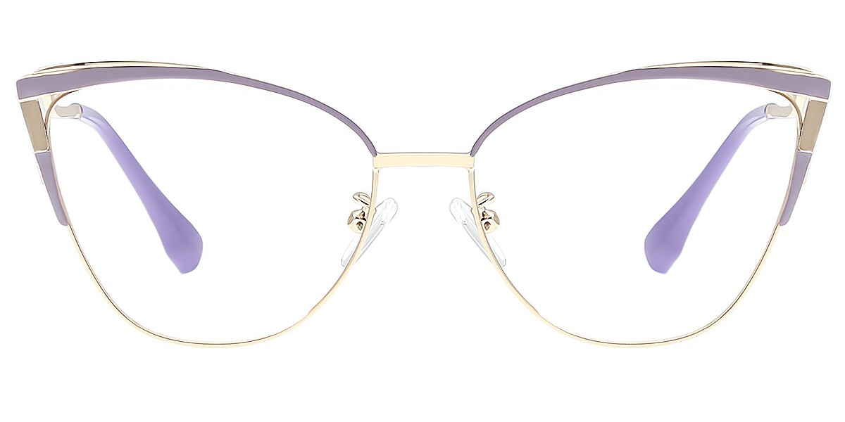 Purple Cat Eye Elaborate Metal Eyeglasses