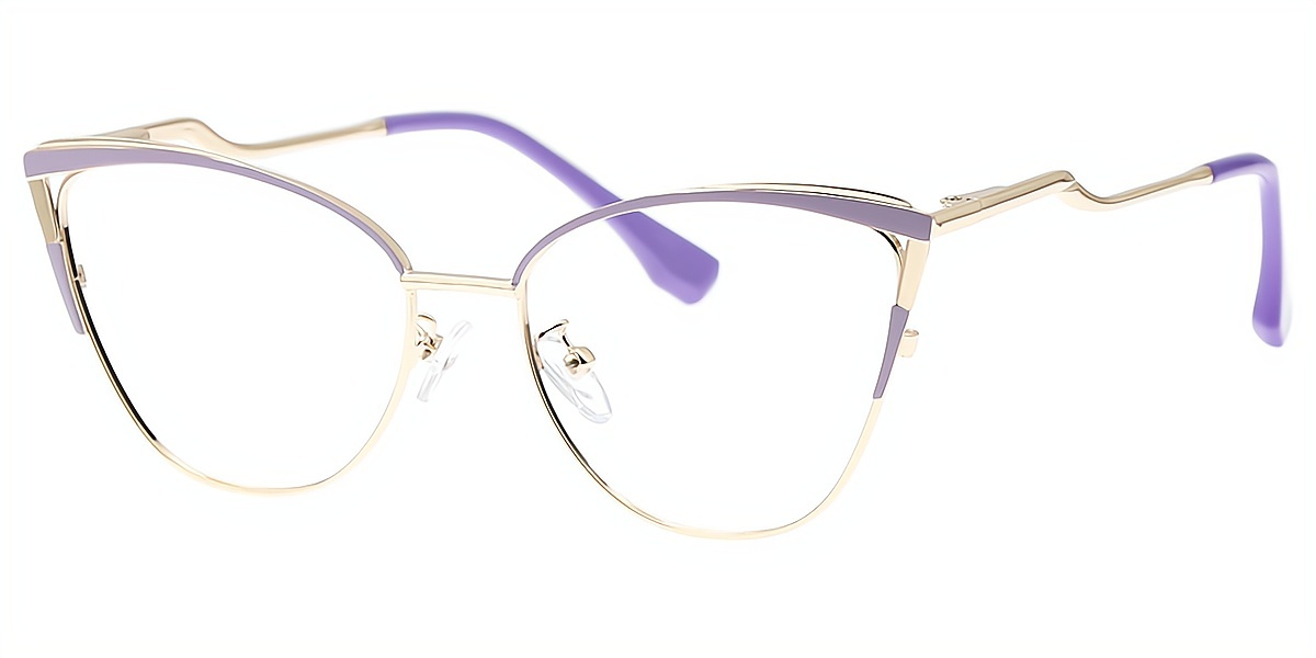 Purple Cat Eye Elaborate Metal Eyeglasses