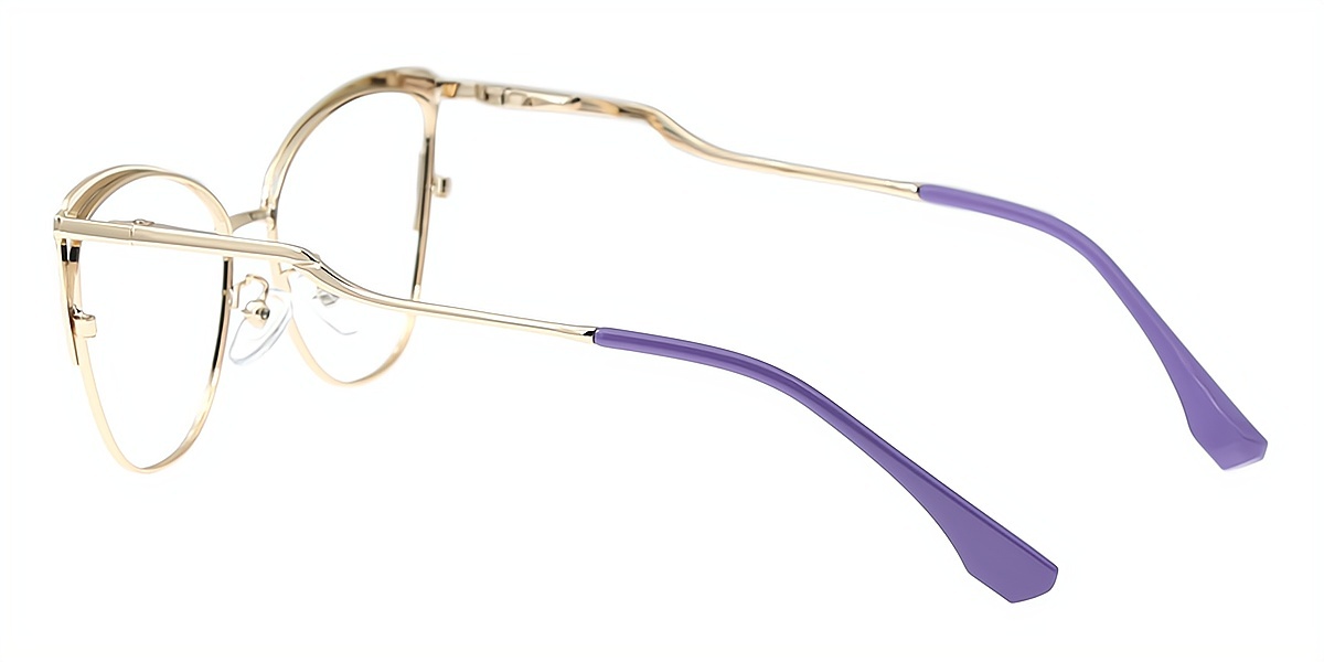 Purple Cat Eye Elaborate Metal Eyeglasses