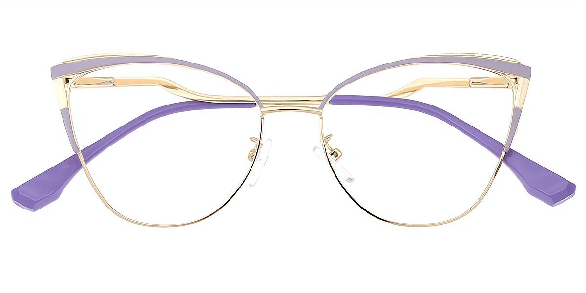 Purple Cat Eye Elaborate Metal Eyeglasses