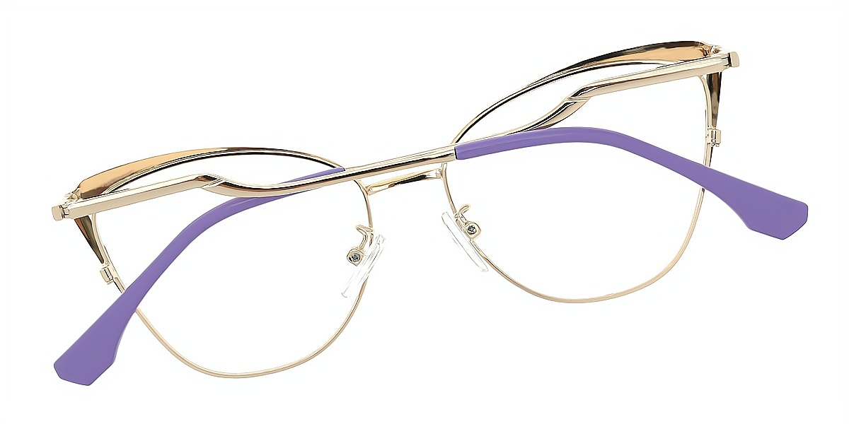 Purple Cat Eye Elaborate Metal Eyeglasses