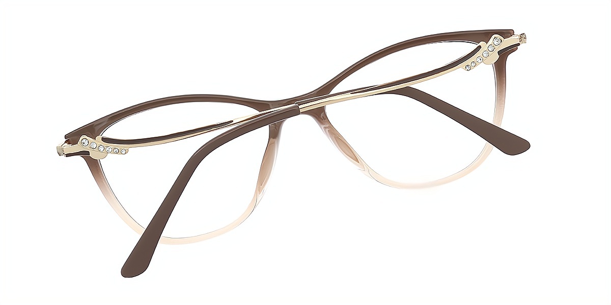 Brown Gradient Cat Eye Elegant TR90 Eyeglasses