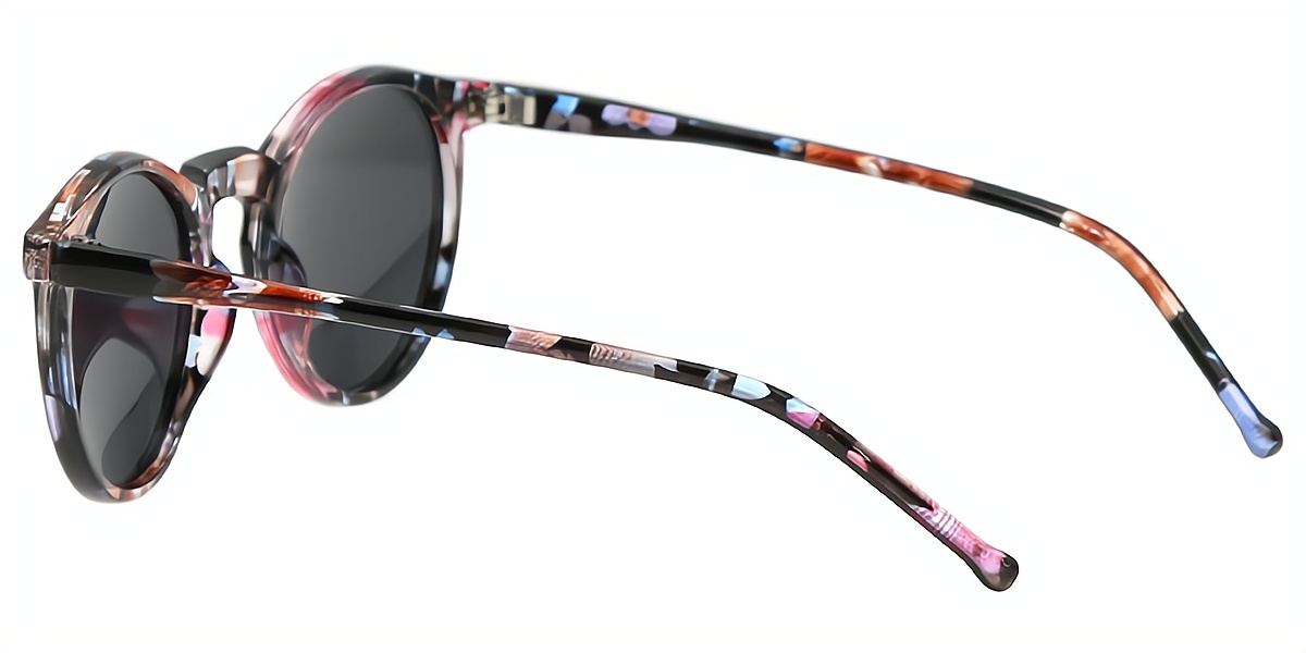 Floral Oval Retro Horn Plastic Eyeglasses