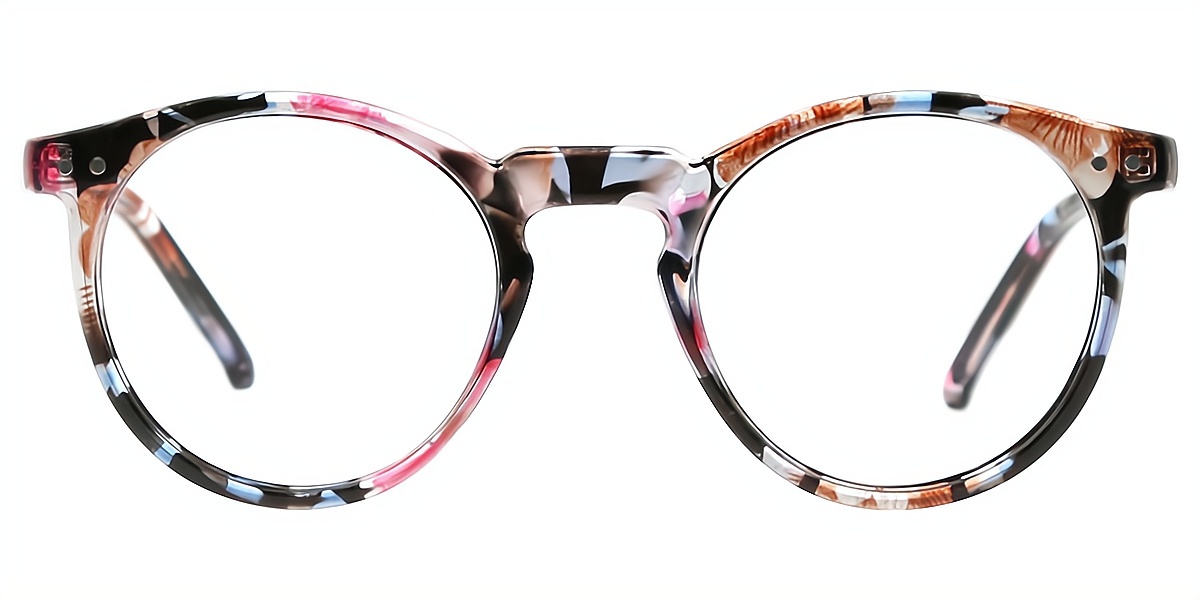 Floral Oval Retro Horn Plastic Eyeglasses