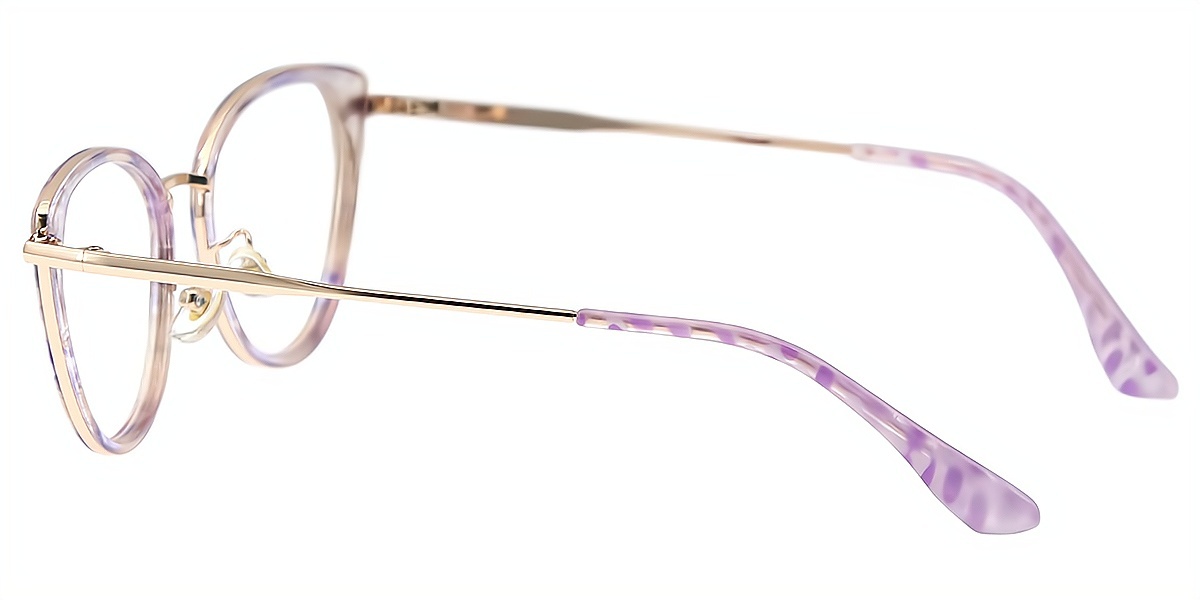 Purple Cat Eye Elaborate Mixed Materials Eyeglasses