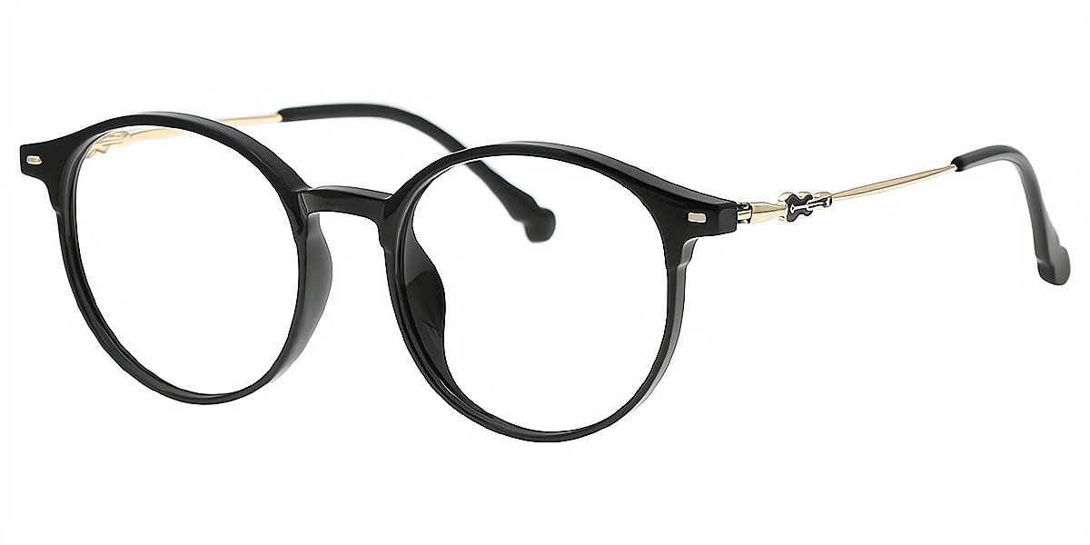 Black Round Elegant Horn TR90 Eyeglasses