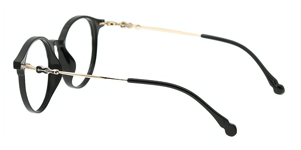 Black Round Elegant Horn TR90 Eyeglasses