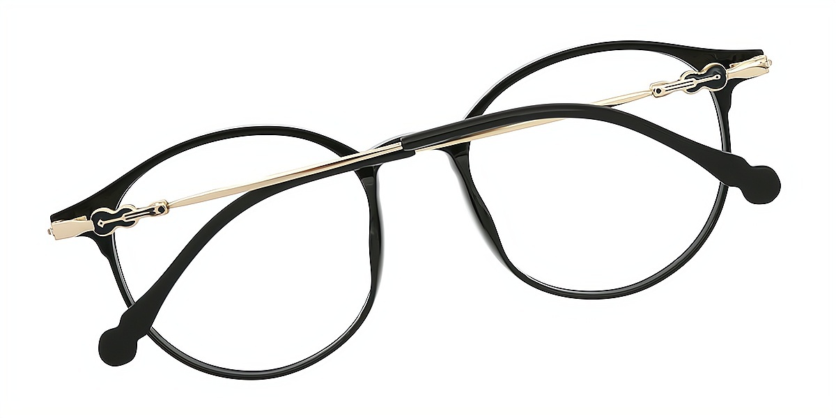 Black Round Elegant Horn TR90 Eyeglasses