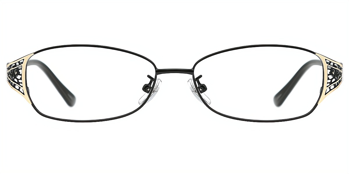 Black Oval Sophisticated Metal Eyeglasses