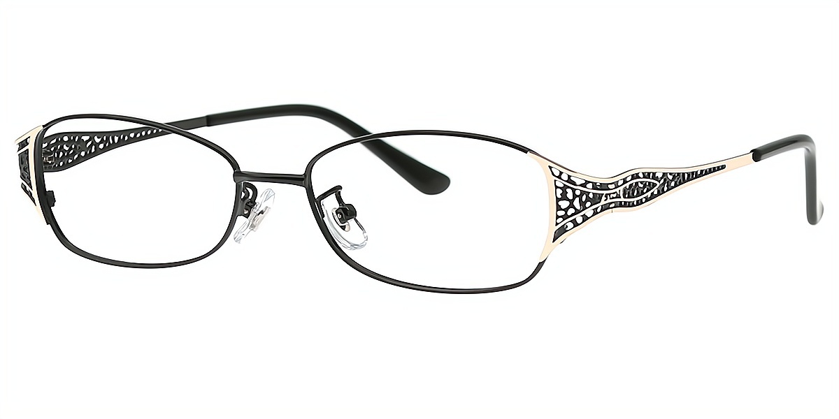 Black Oval Sophisticated Metal Eyeglasses