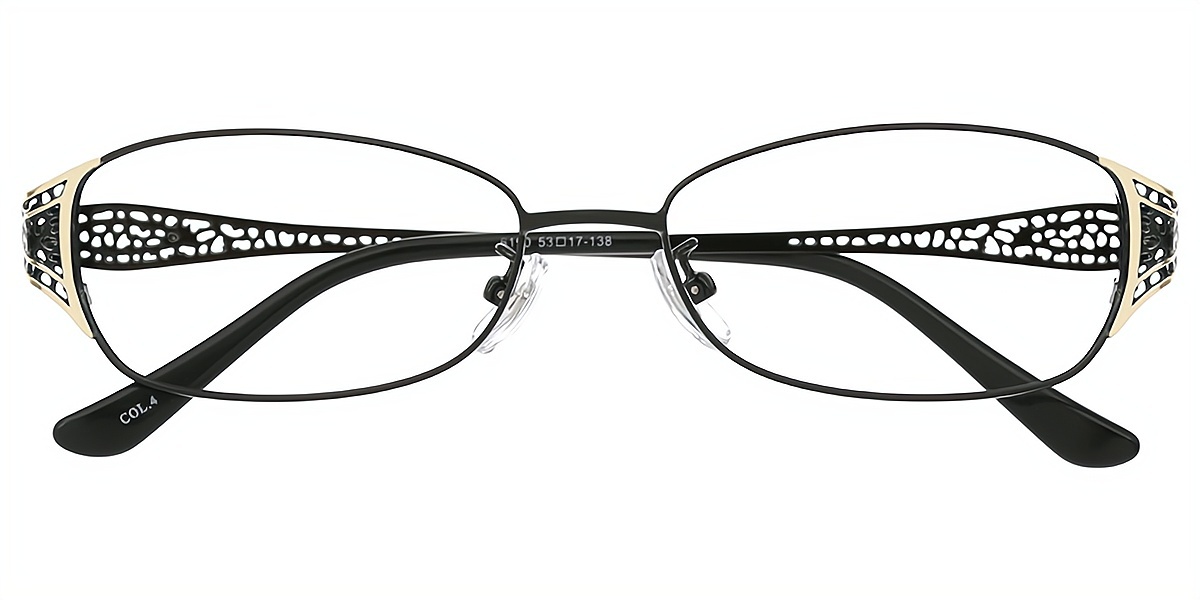 Black Oval Sophisticated Metal Eyeglasses
