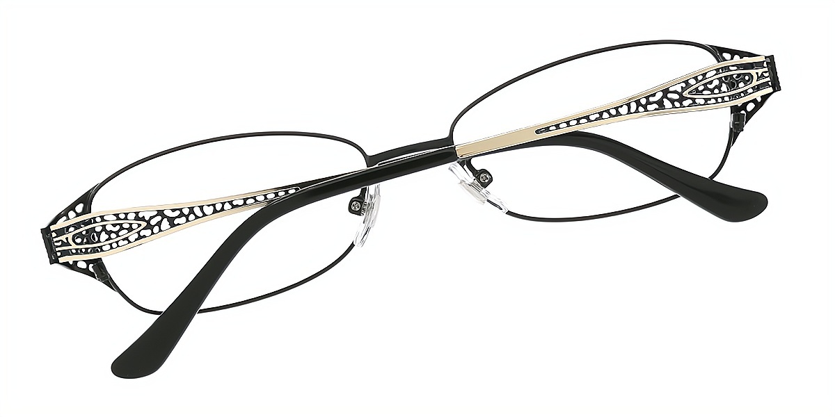 Black Oval Sophisticated Metal Eyeglasses