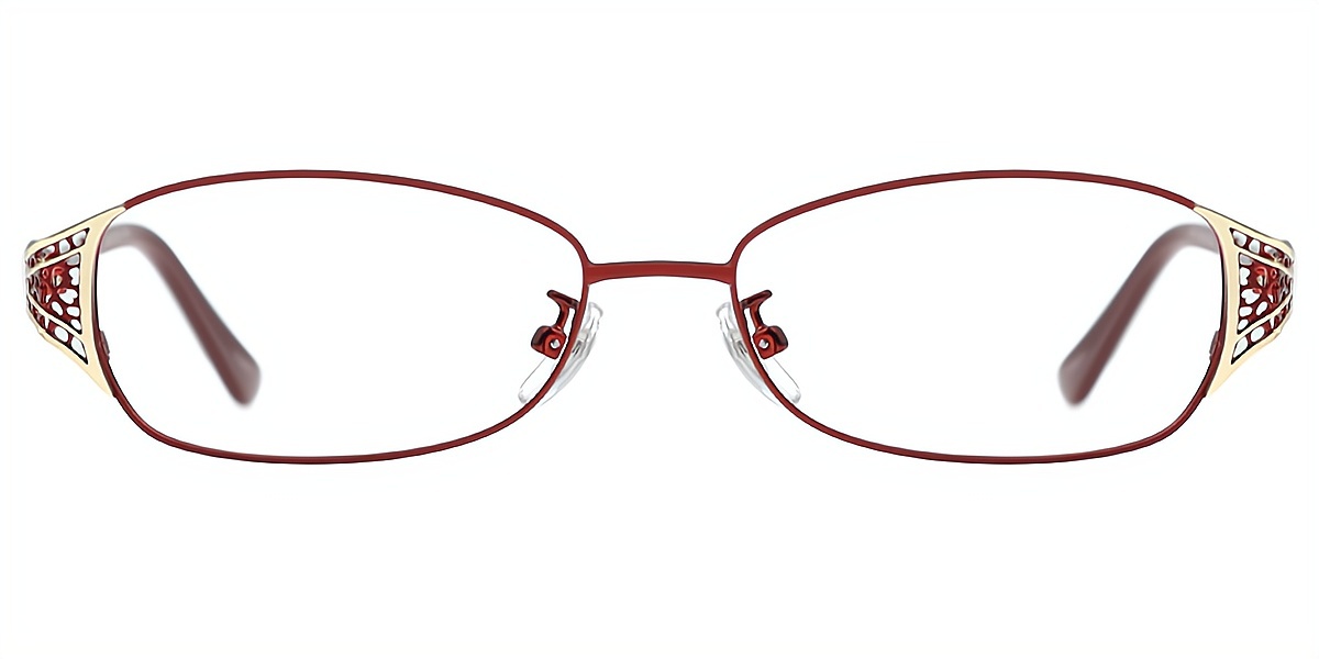 Red Oval Sophisticated Metal Eyeglasses