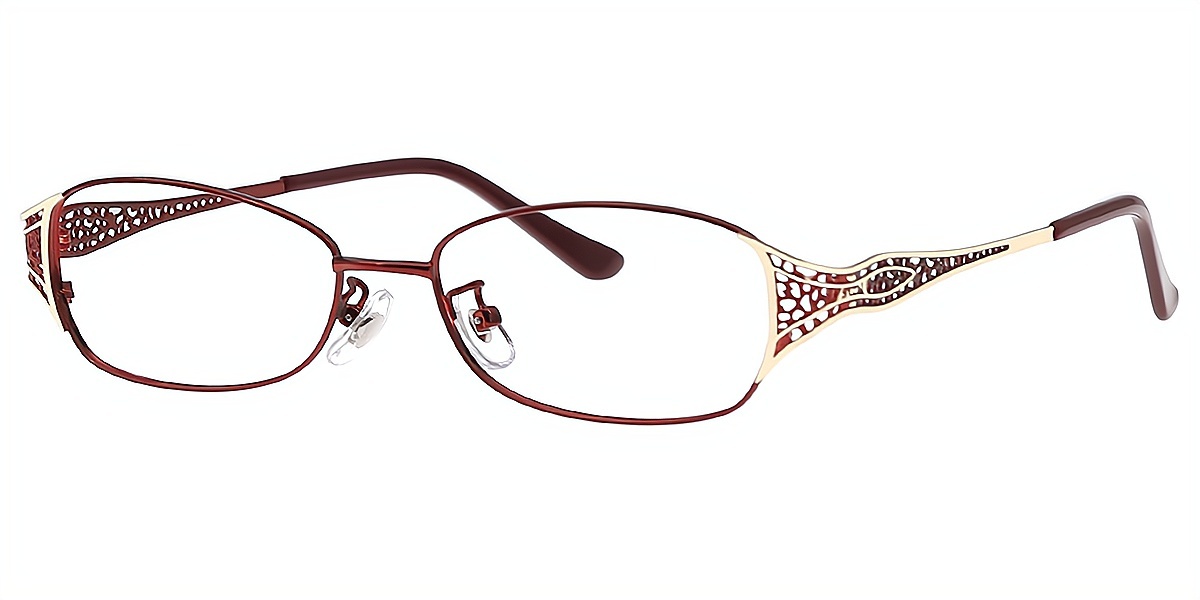 Red Oval Sophisticated Metal Eyeglasses