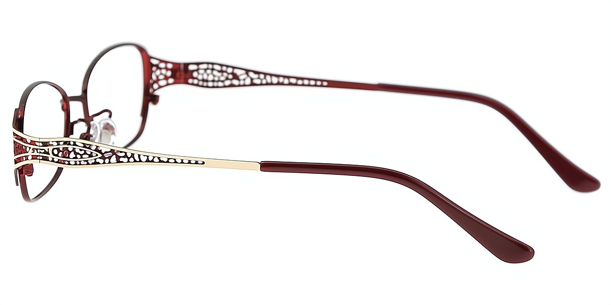 Red Oval Sophisticated Metal Eyeglasses