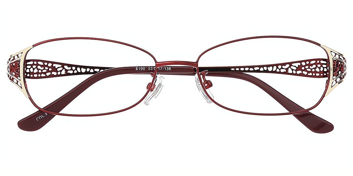 Red Oval Sophisticated Metal Eyeglasses