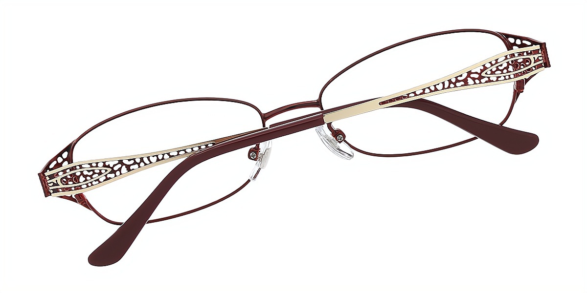 Red Oval Sophisticated Metal Eyeglasses