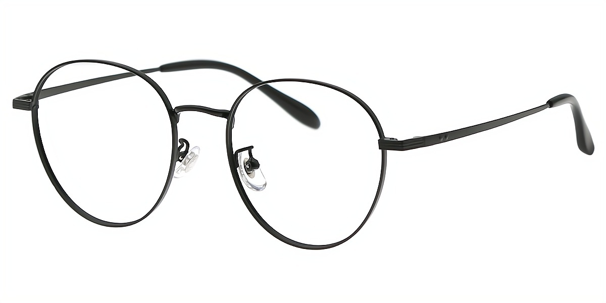 Black Oval Elegant Metal Eyeglasses