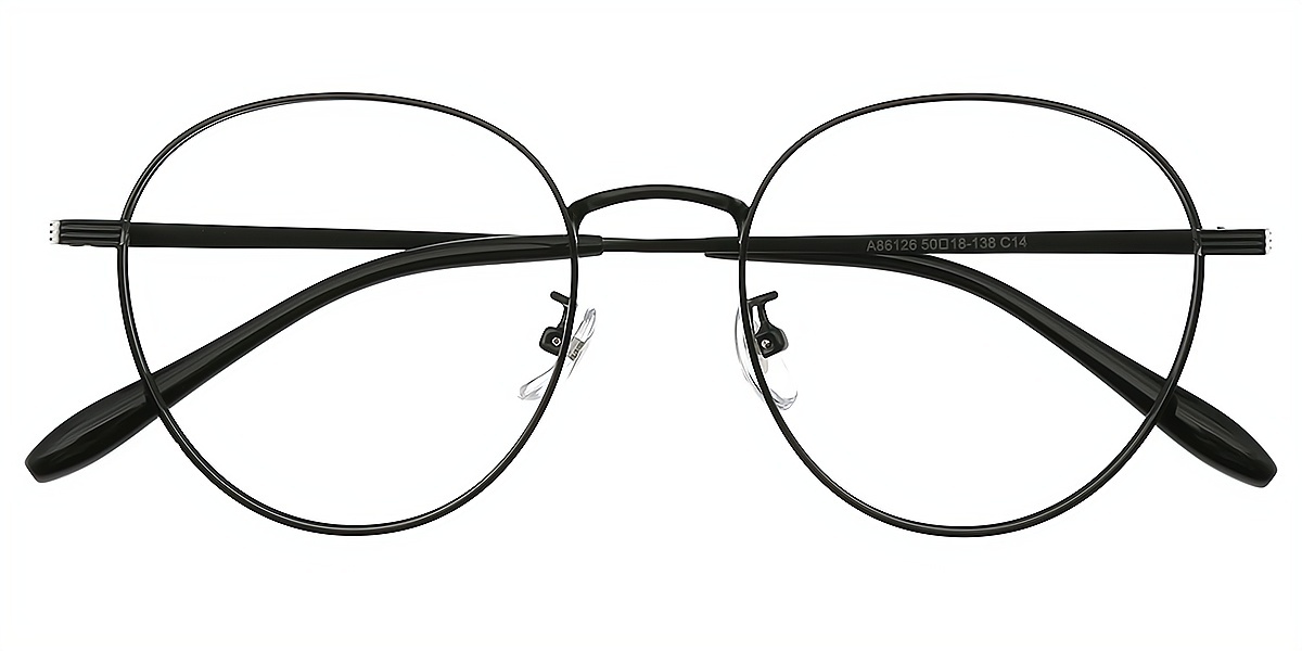 Black Oval Elegant Metal Eyeglasses