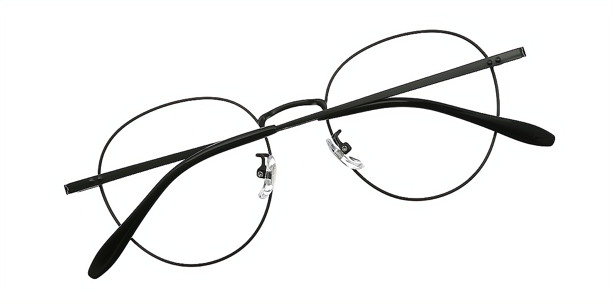 Black Oval Elegant Metal Eyeglasses