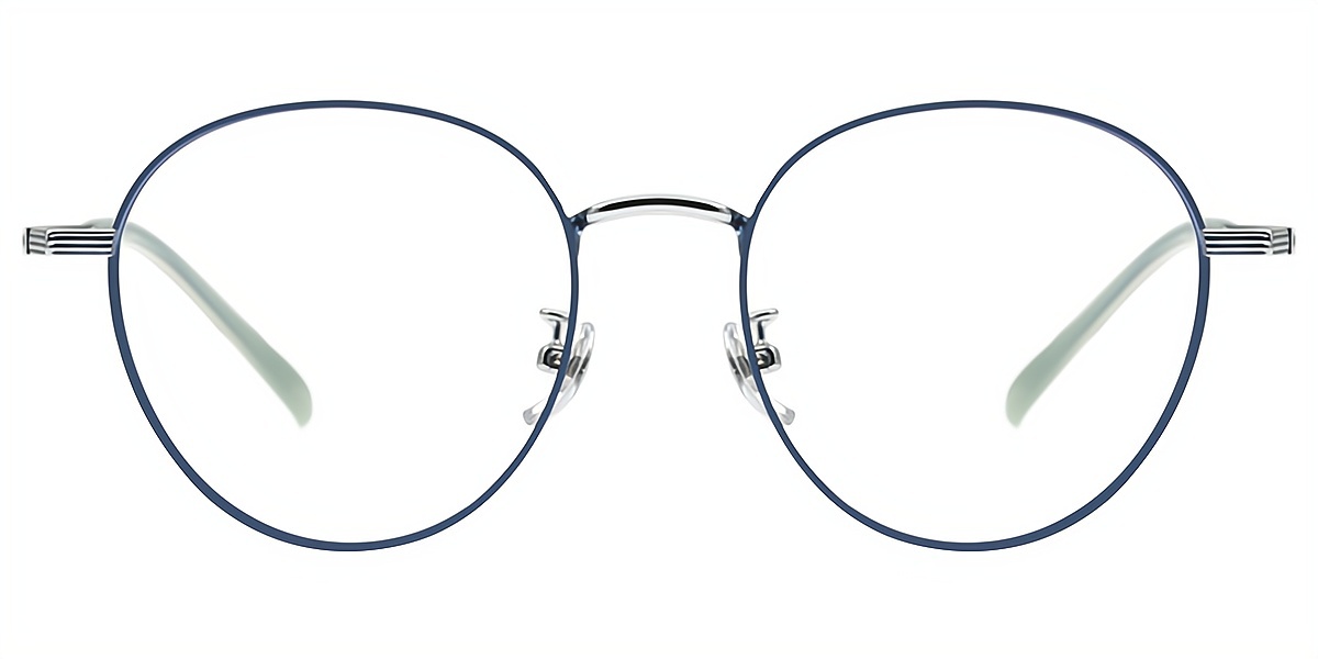 Blue Oval Elegant Metal Eyeglasses