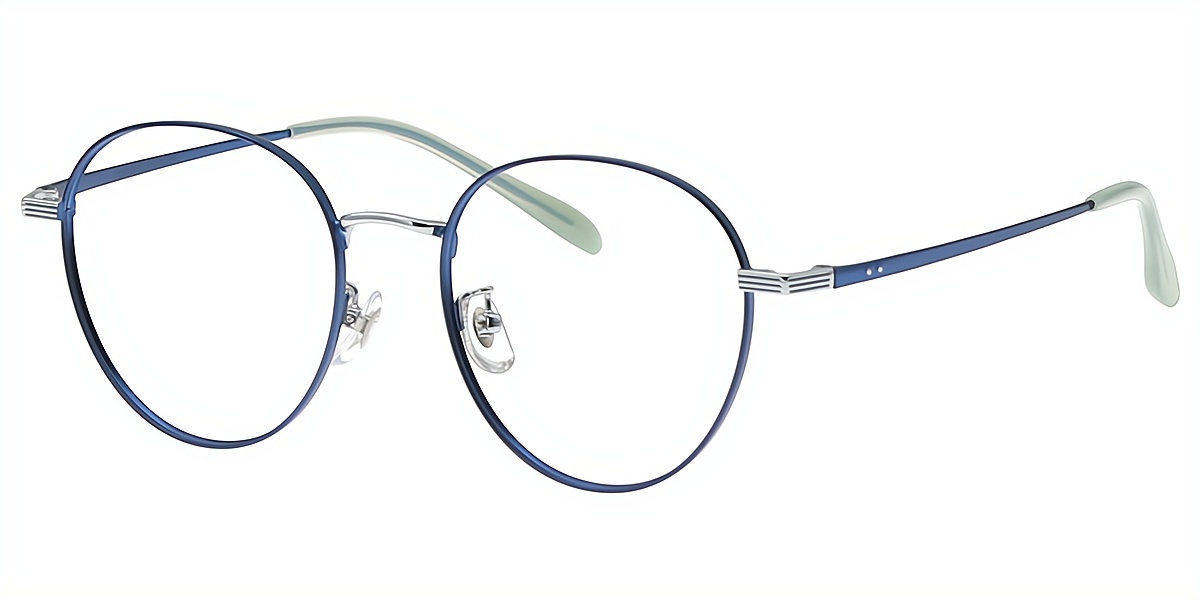 Blue Oval Elegant Metal Eyeglasses