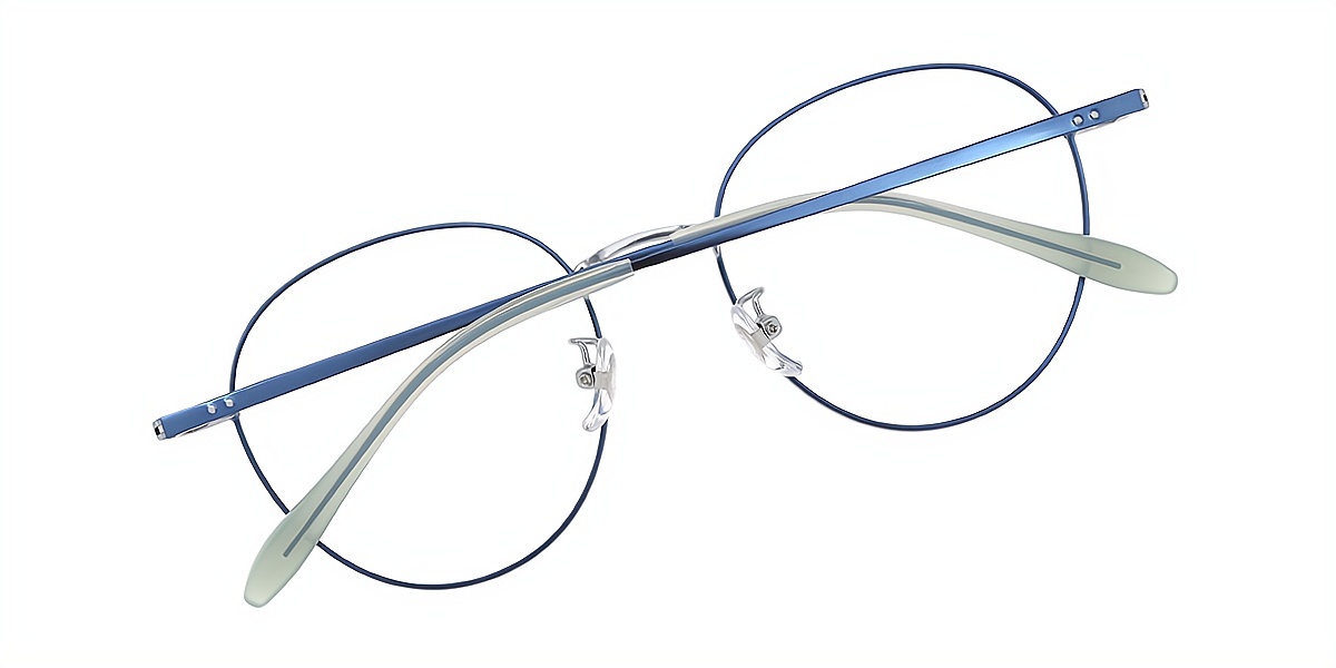 Blue Oval Elegant Metal Eyeglasses