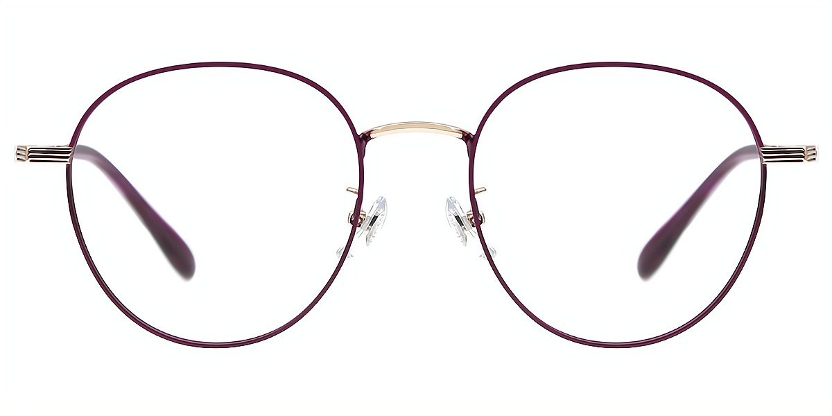 Purple Oval Elegant Metal Eyeglasses