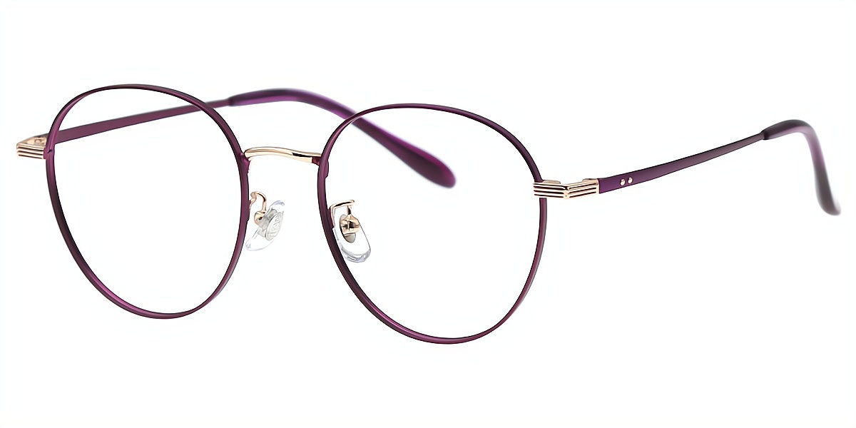 Purple Oval Elegant Metal Eyeglasses