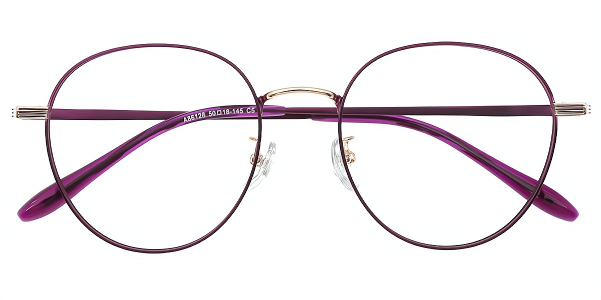 Purple Oval Elegant Metal Eyeglasses