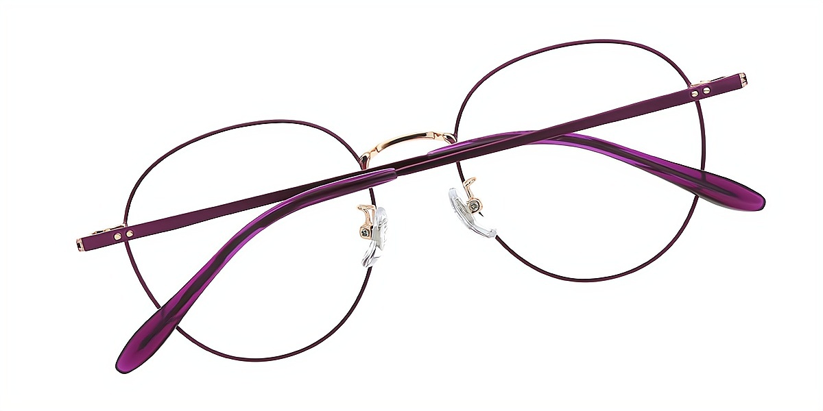 Purple Oval Elegant Metal Eyeglasses