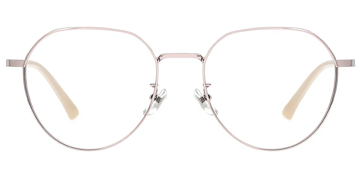 Pink Oval Elegant Metal Eyeglasses