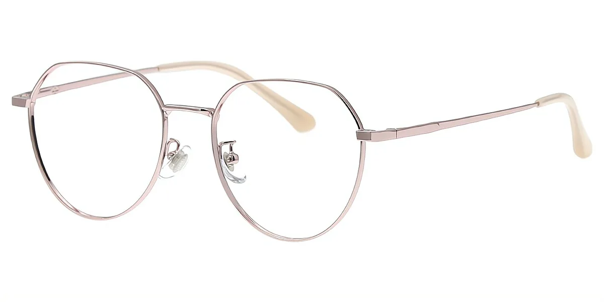 Pink Oval Elegant Metal Eyeglasses